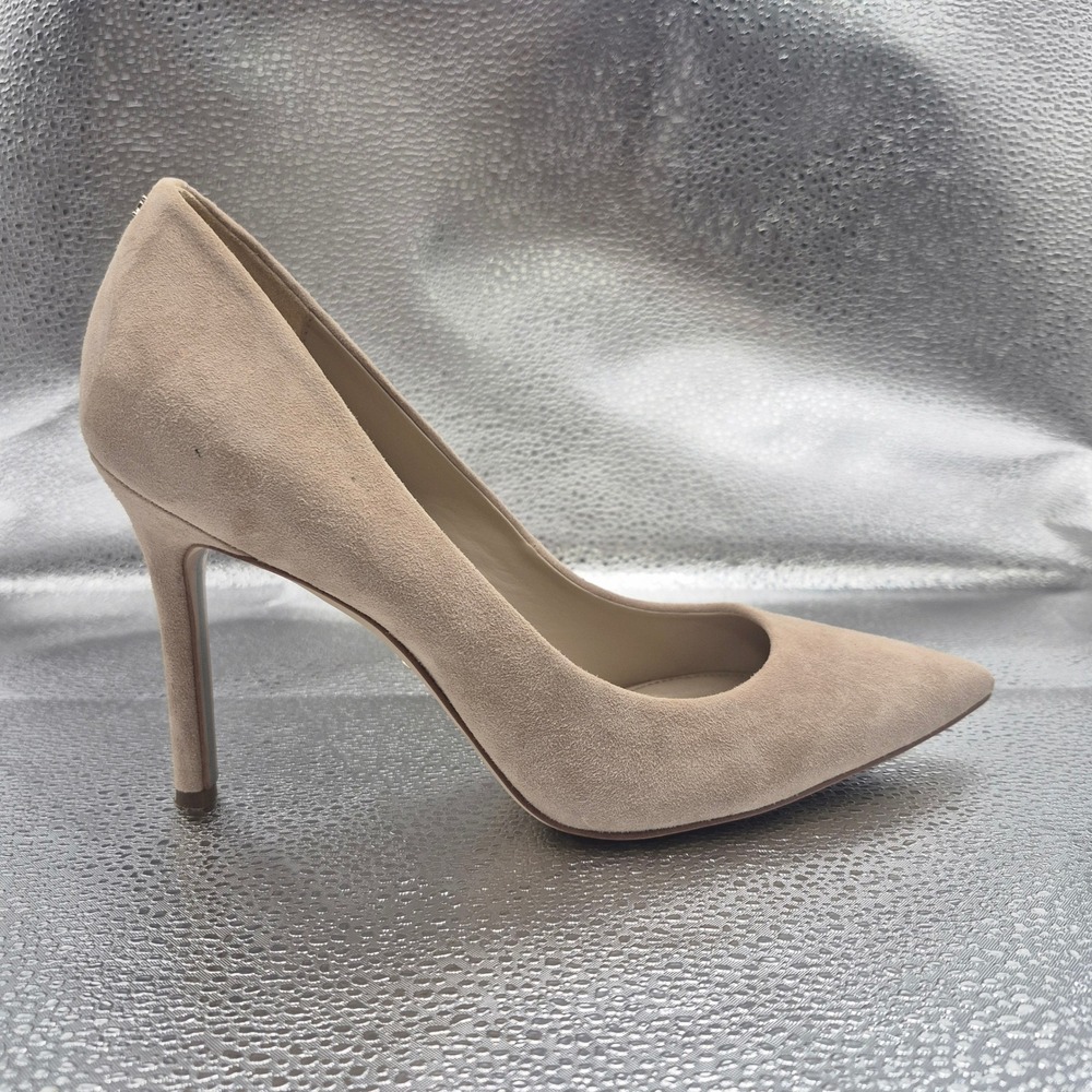 Sam Edelman Hazel Pointed Toe Pumps Oatmeal Beige Suede Stiletto Heels Size 8 - Picture 5 of 8
